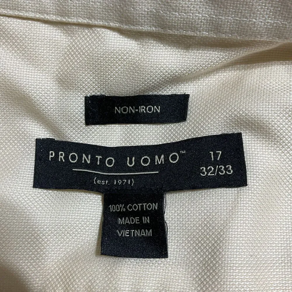 Pronto Uomo Non-Iron Cotton Dress Shirt Men’s Yellow Long Sleeve